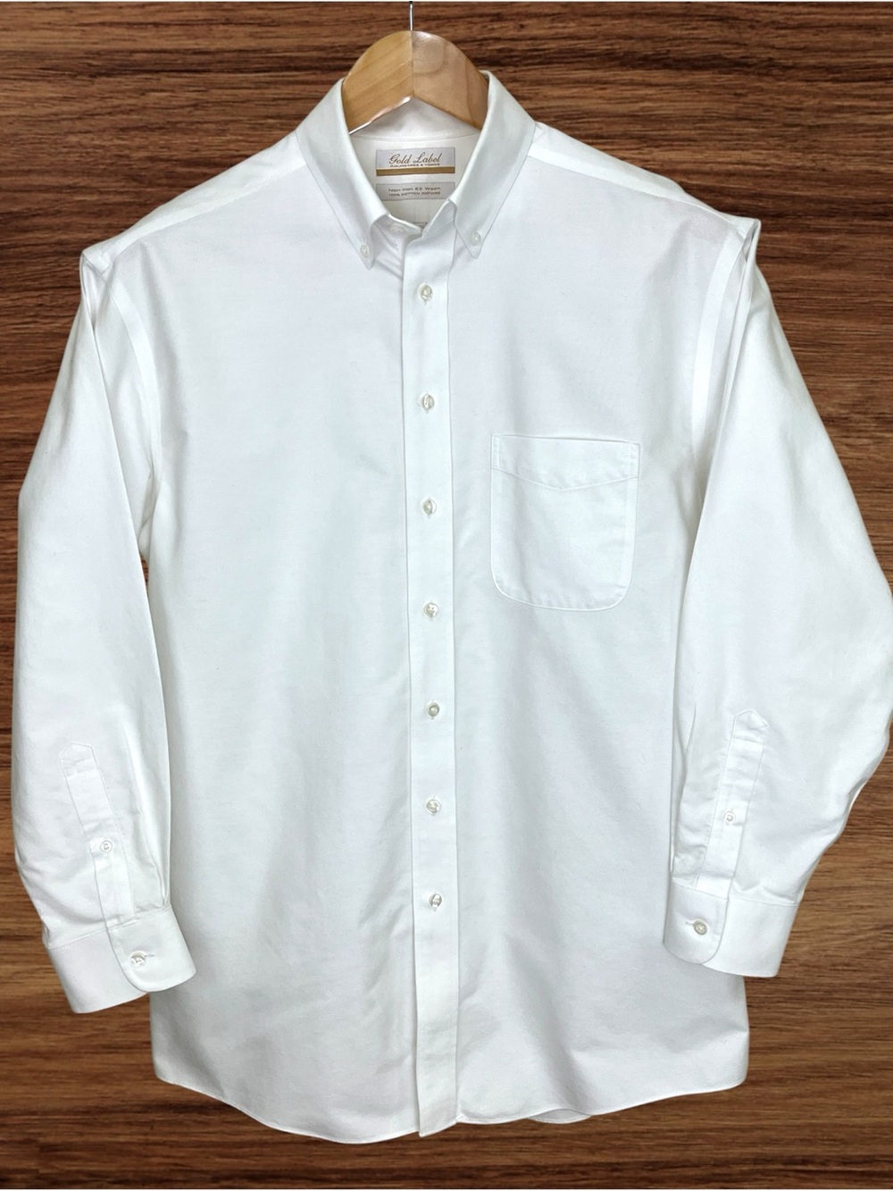 Roundtree & Yorke Gold Label White Non-Iron Oxford Cotton Shirt Size 15.5/33